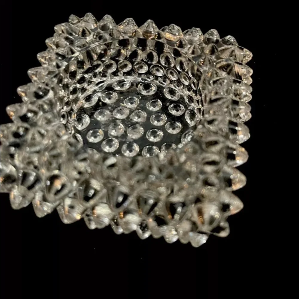 Vintage Fenton  Hobnail Salt Cellar, Votive Holder, pointed hobnail clear glass